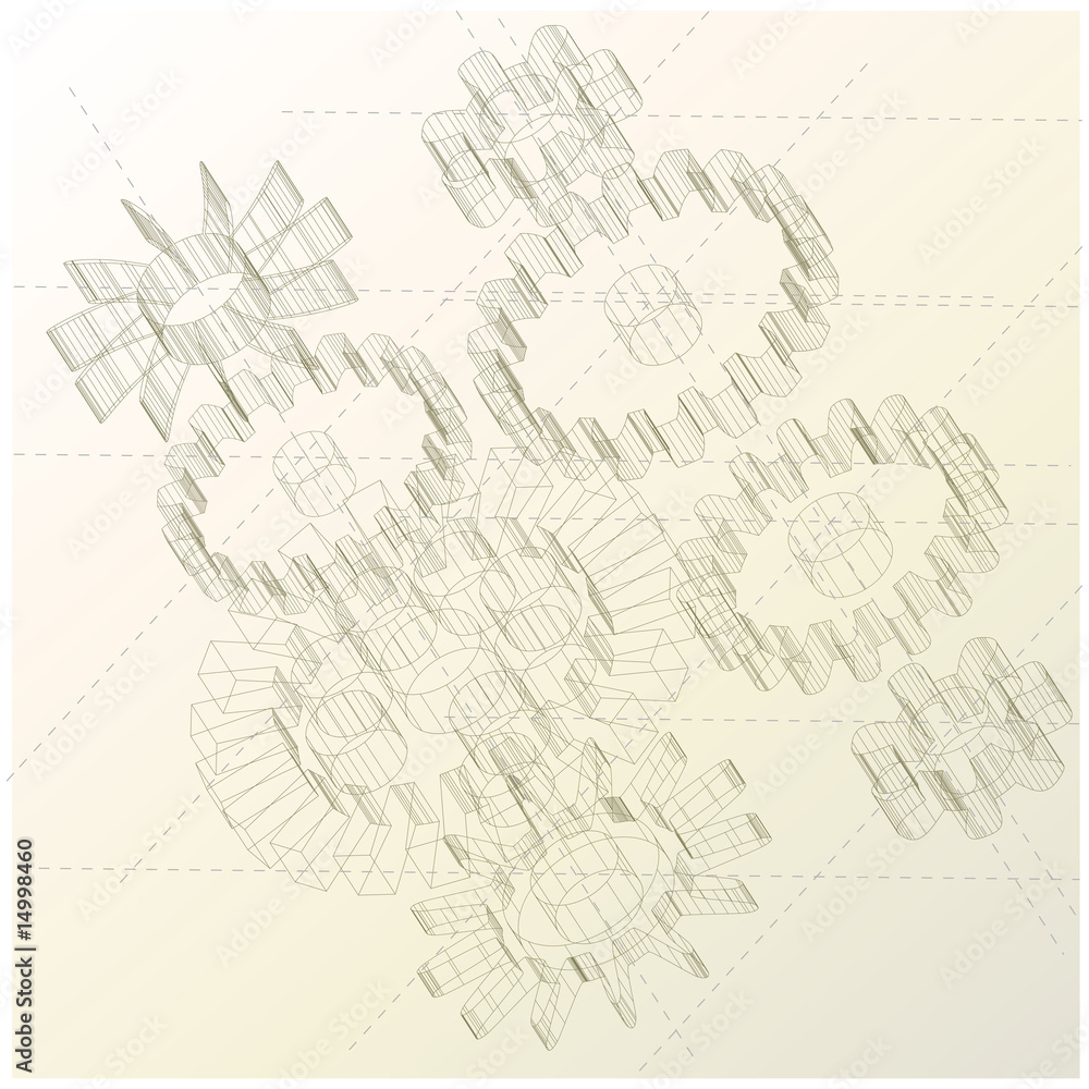 Gears background. Technical drawing; heavy hi tech situation Gears background. Technical drawing; heavy hi tech situation