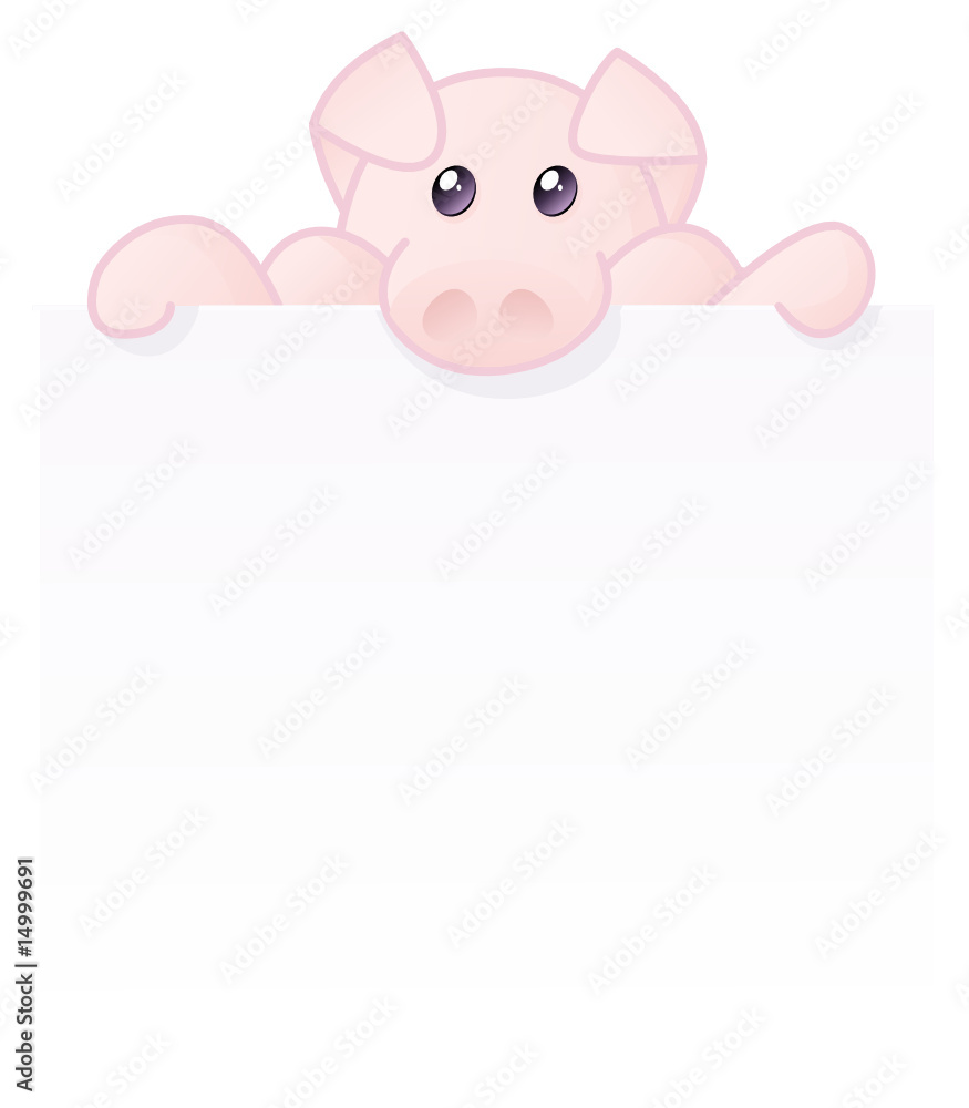 Cochon et sa pancarte (reflet) Cochon et sa pancarte (reflet)