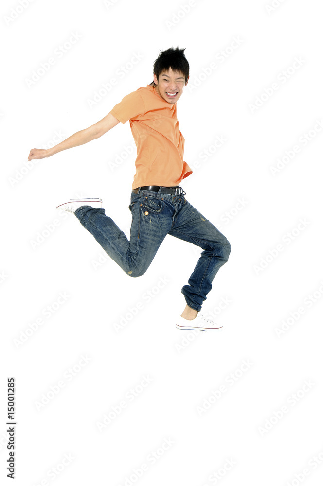 Funny young man in the air Funny young man in the air