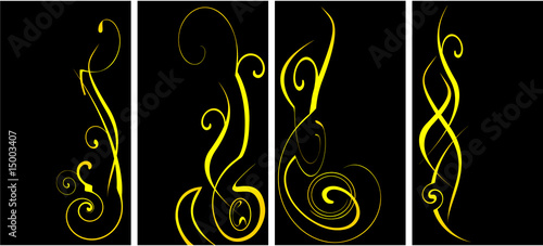 yellow vector ornate set