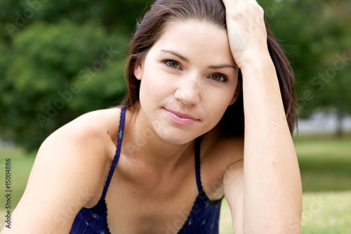 Fresh Faced Girl With Green Background