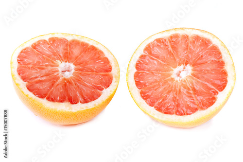 red grapefruit on white