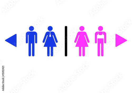 Joke common toilets sign for gay bar. Vector