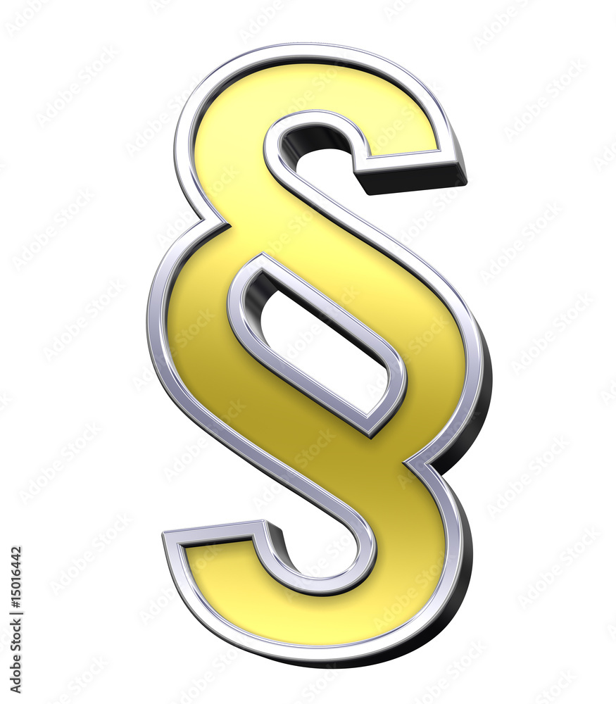 Paragraph sign from gold with chrome frame alphabet set Paragraph sign from gold with chrome frame alphabet set