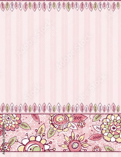 hand draw  flowers on striped pink background