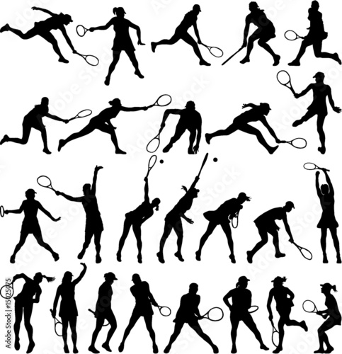 tennis players silhouette collection