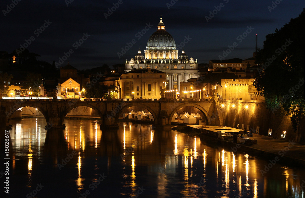 Fototapeta premium Pertersdom Rom St. Pietro bei Nacht
