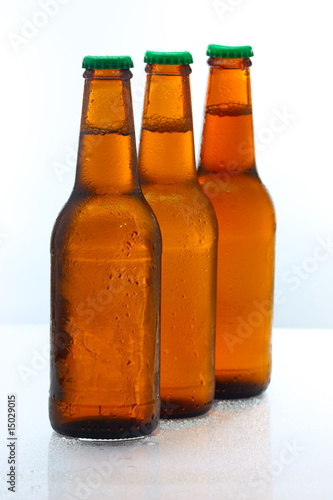 Obraz na plátne Three beer bottles abreast