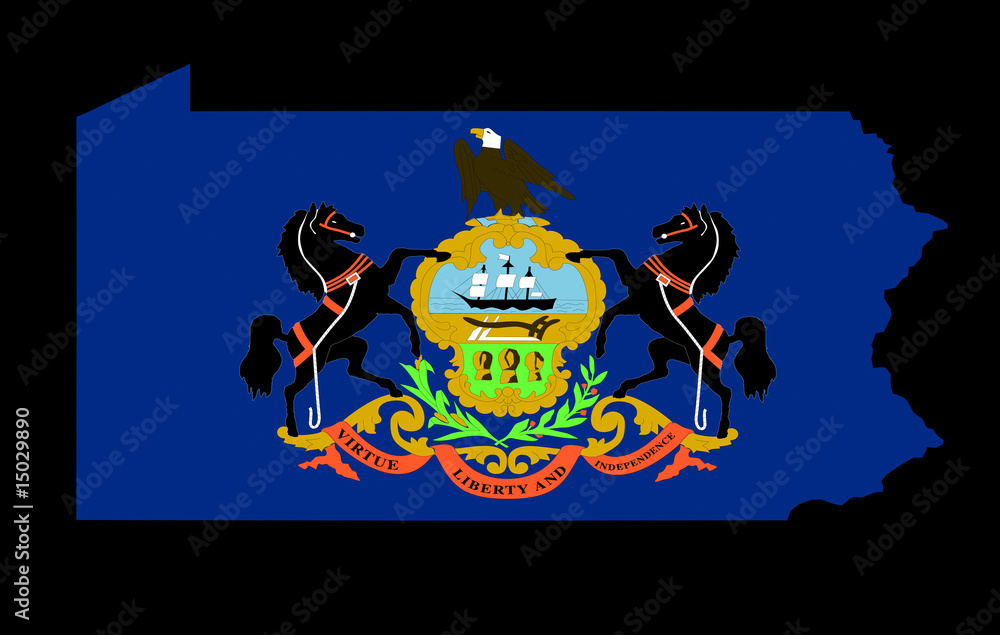 Pennsylvania Flag as the territory Map on the Black Background Pennsylvania Flag as the territory Map on the Black Background
