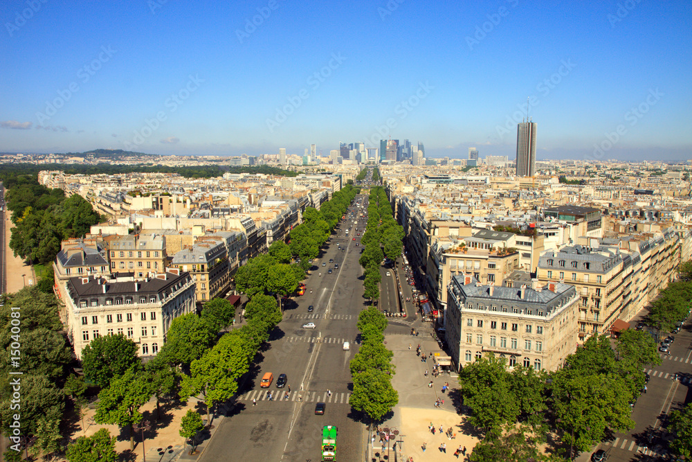 Paris skyline from the top of the Arch de Triumph