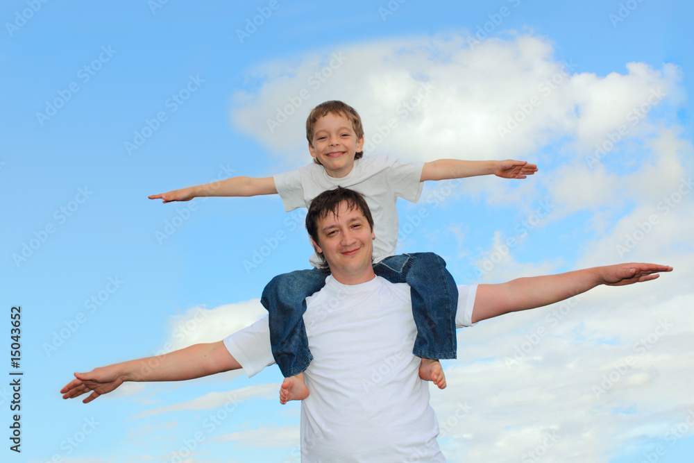 Happy father with the son Happy father with the son