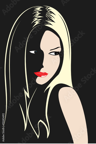Vector. A series of images of young and beautiful girls.