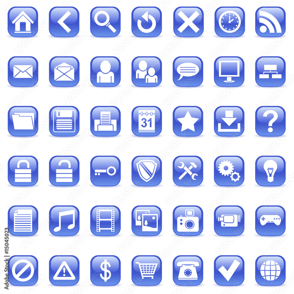 Set of 42 blue icons for Web. Set of 42 blue icons for Web.