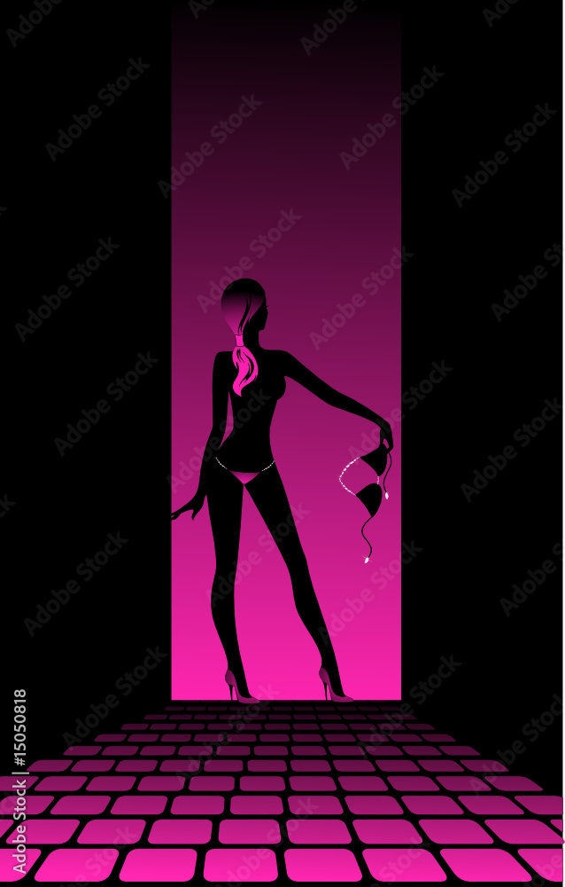 Beautiful silhouette of women dancing a striptease
