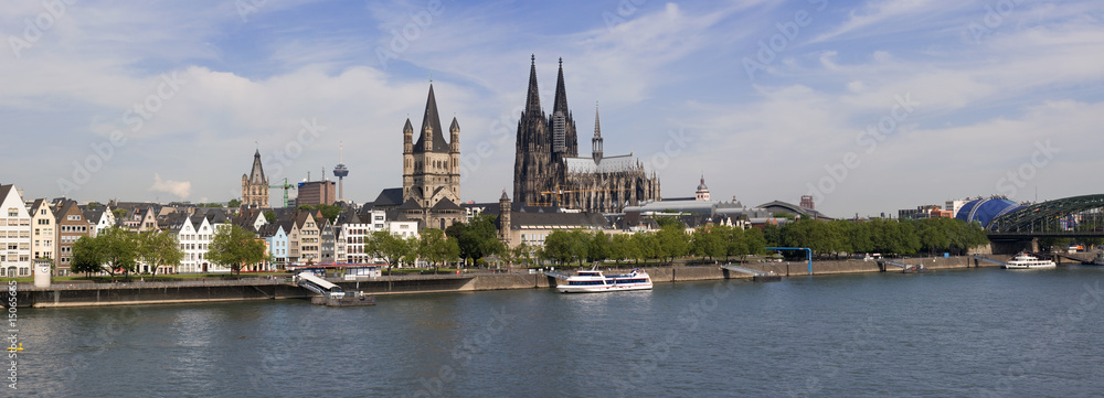 Cologne skyline with Rhine and cathedral