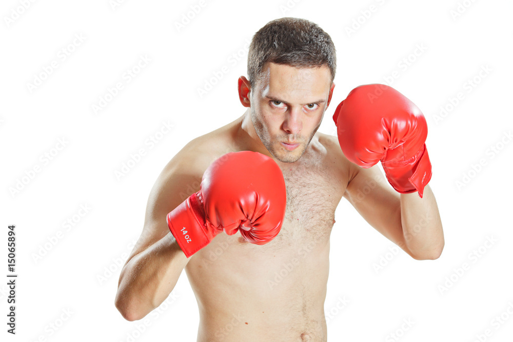 Boxer in action isolated on white background Boxer in action isolated on white background