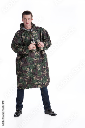 Man In Uniform WIth A Binocular photo