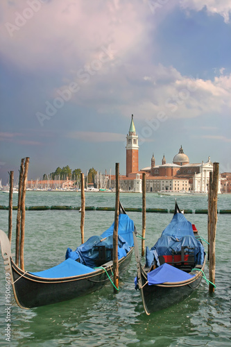 Gondolas moored by the Piazzetta di San Marco in Venice © sbgoodwin