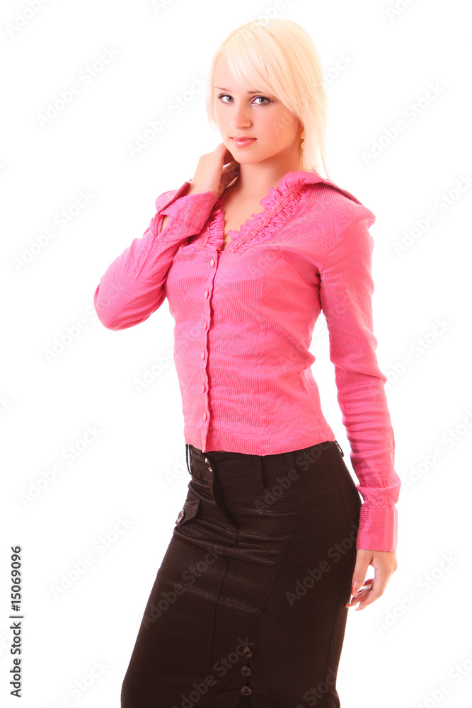 Beautiful young businesswoman posing isolated on white Beautiful young businesswoman posing isolated on white