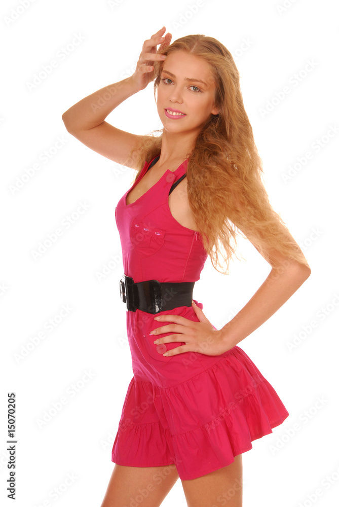 beautiful blond girl in a pink dress beautiful blond girl in a pink dress