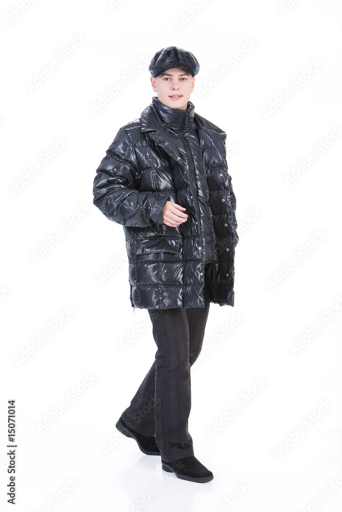 Young Man In Winter Down Clothes Young Man In Winter Down Clothes