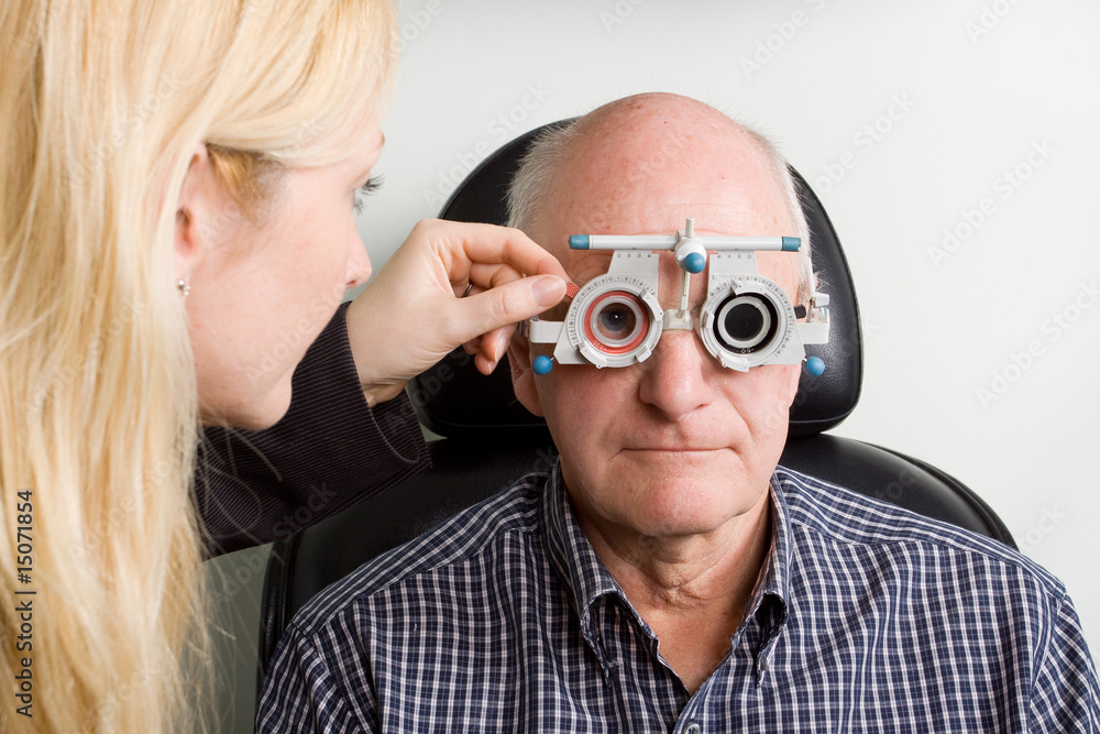 Older man having eye examination Older man having eye examination