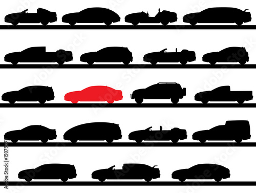 silhouettes of cars