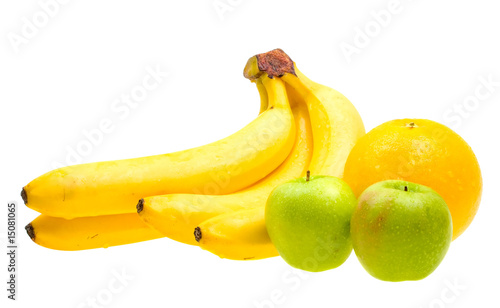 Close-up fresh fruits isolated on white