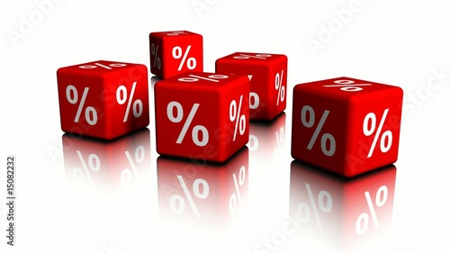 Several Red Cubes with Percent symbols