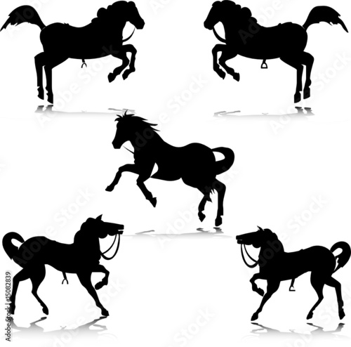 horse in action vector silhouettes