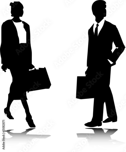woman and man with bag illustration