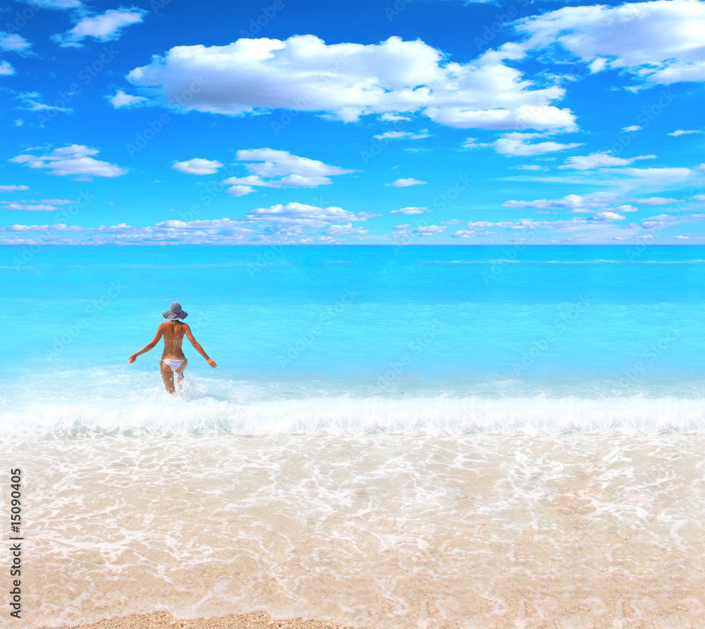 Young beautiful sexy tanned blond woman in the sea Young beautiful sexy tanned blond woman in the sea