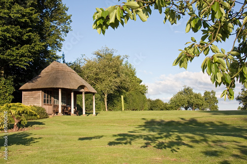 Photography Garden with trees and summerhouse