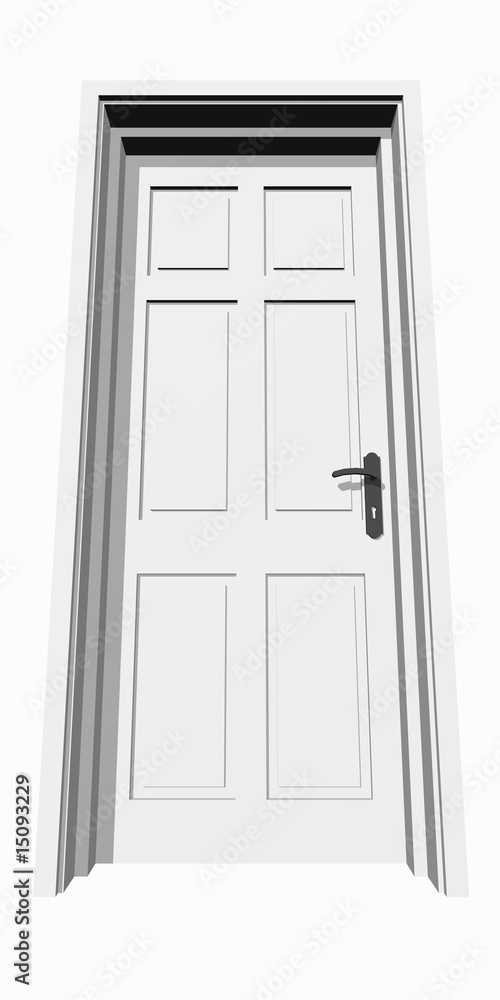 high resolution 3D closed door, isolated on white