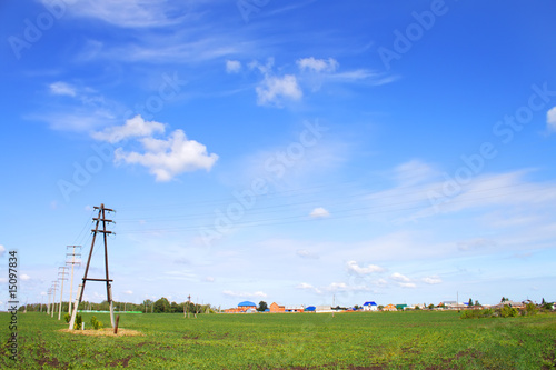 Green grass and blue sky