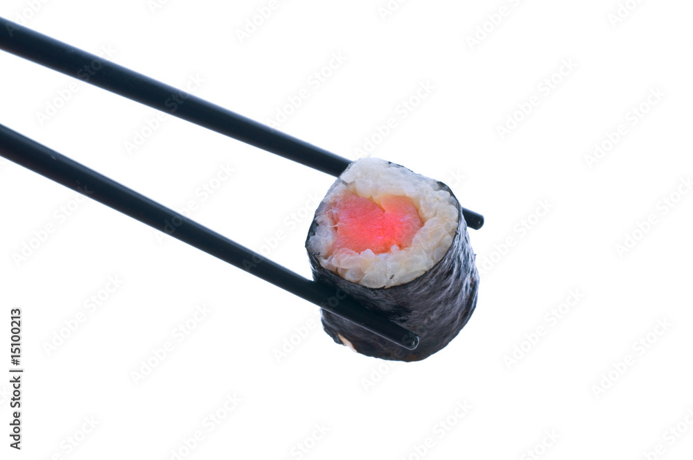 Sushi with chopsticks