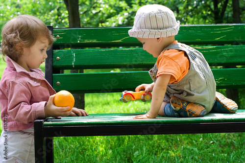 portrait of the two little children photo