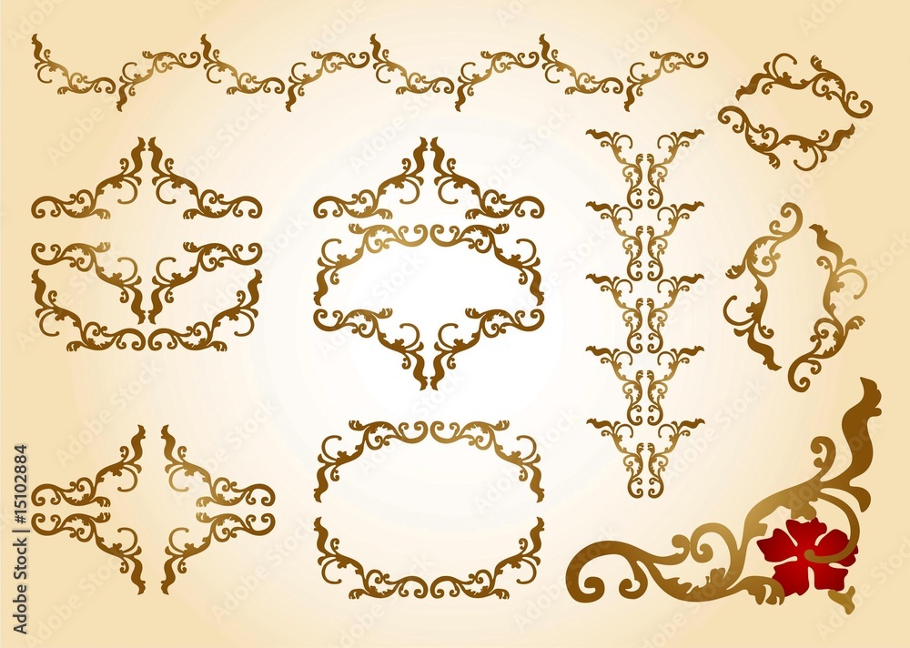 Retro elements with ornaments floral Frame Rococo Retro elements with ornaments floral Frame Rococo