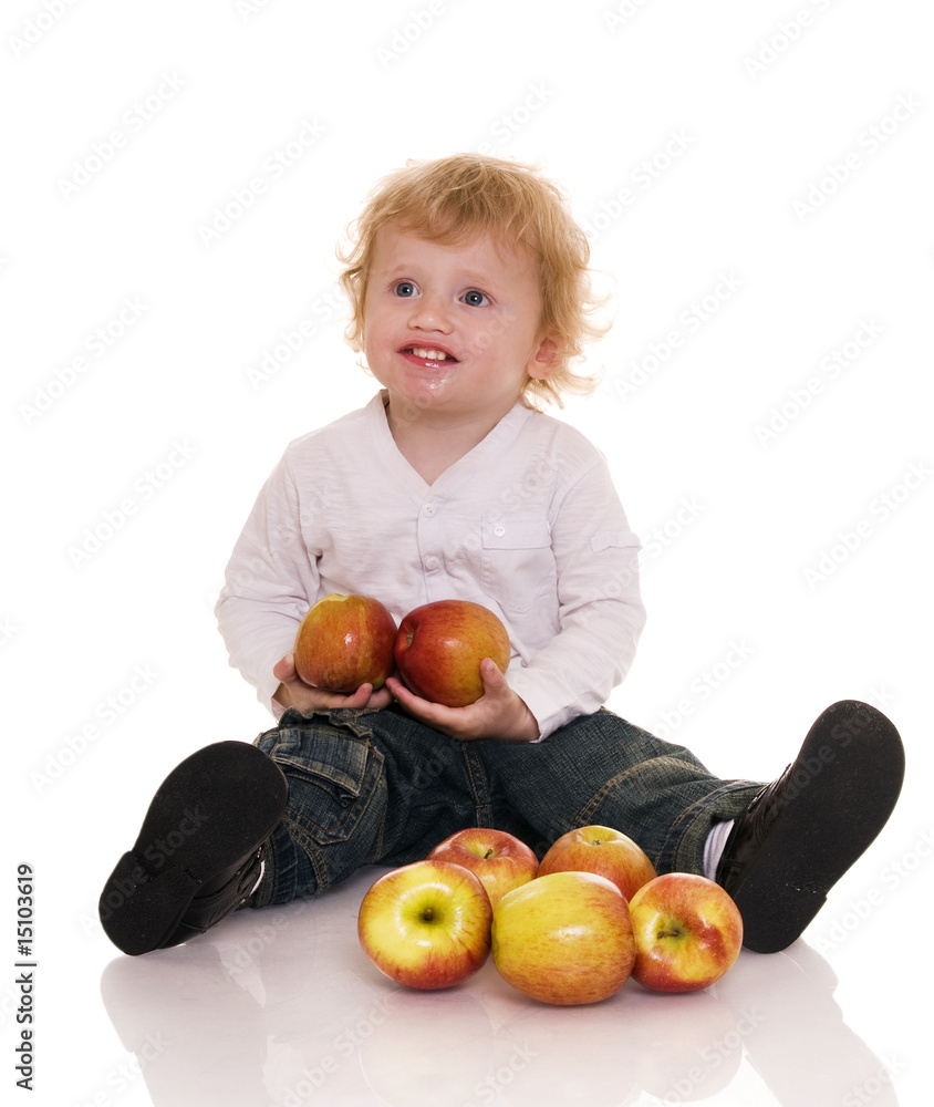 Fototapeta premium Baby with apple.