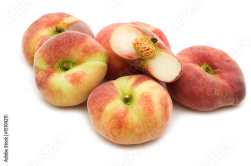 strange slice peach on white background