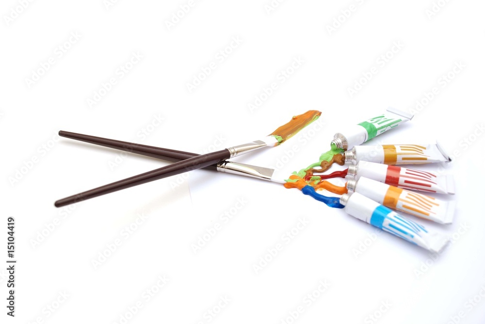 Painting Brushes and paint tubes Painting Brushes and paint tubes