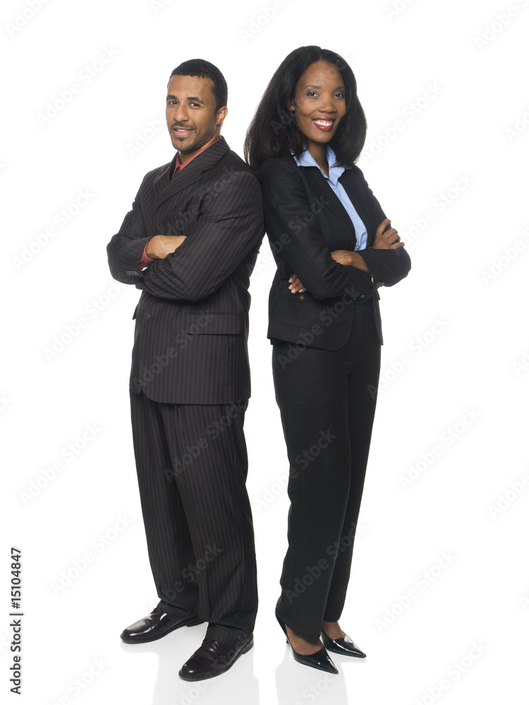 businesspeople - happy back to back businesspeople - happy back to back
