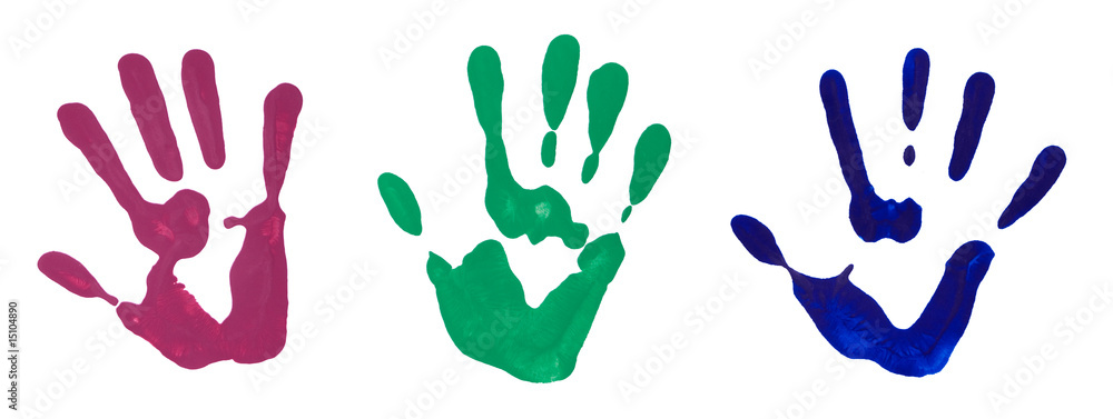 Colorful Hand Prints on White Colorful Hand Prints on White