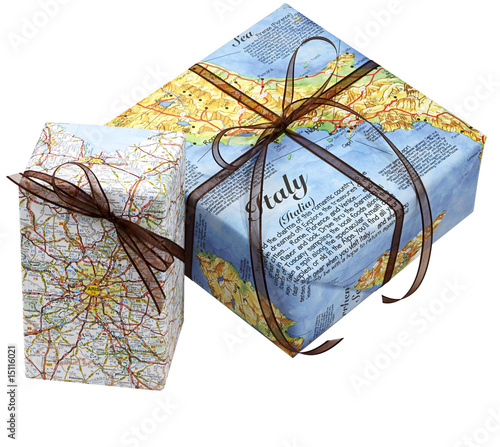 presents, gift wrap, maps