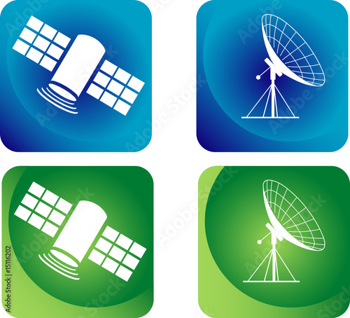 Abstract satellite and antenna icon in different background
