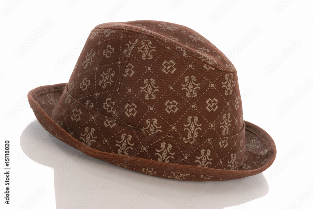 mens fedora with reflection on white background mens fedora with reflection on white background