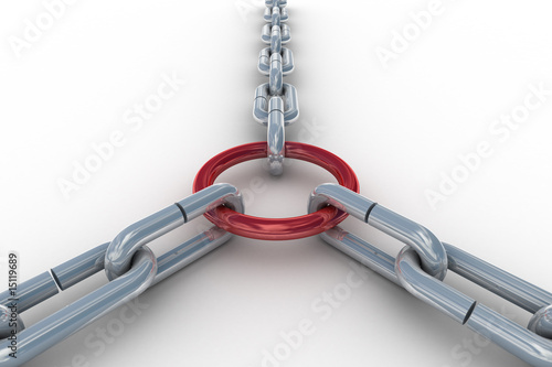 Chain fastened by a red rin...