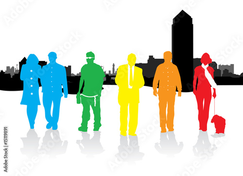 people walking forward