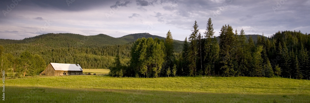 A panoramic image of a rural country scene. A panoramic image of a rural country scene.