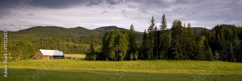 A panoramic image of a rural country scene.